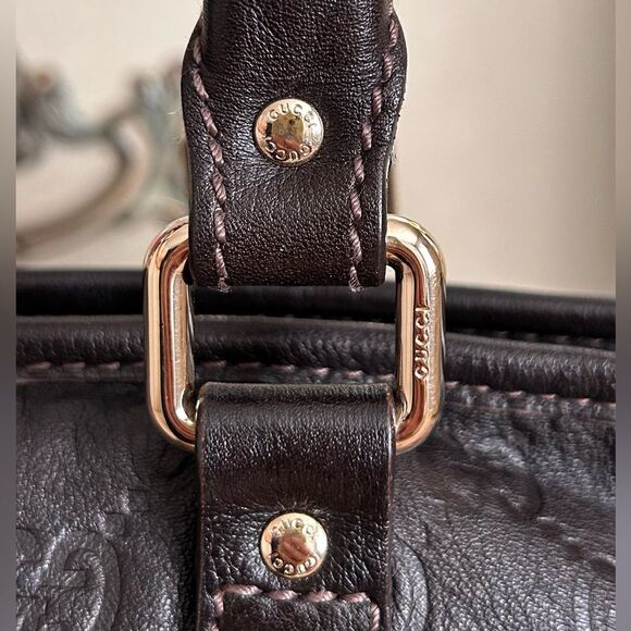 GUCCI Guccissima GG Auth Commuter Tote Brown Leather Unisex EUC - Picture 3 of 14
